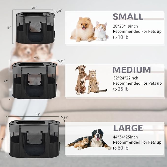 Dog Playpen,Cat Crate,Portable Pet Playpen, Foldable Kennel for Puppy Kitten Rabbit,Breathable Shade Cover,Indoor Outdoor Travel Camping Use for Puppy Cat Dog Grey S