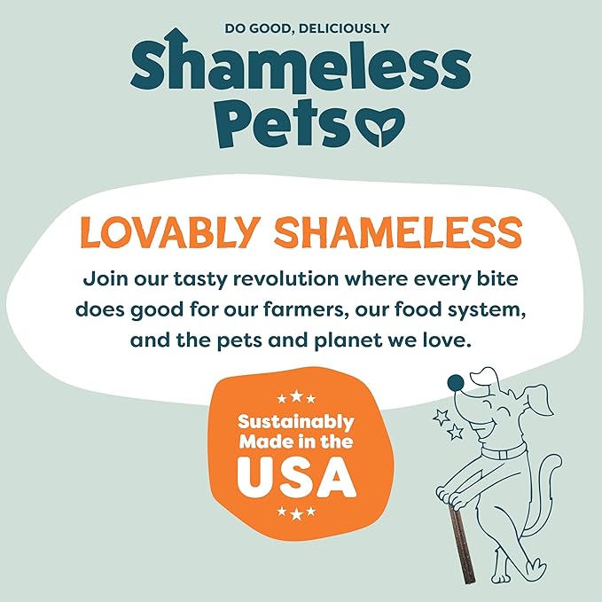 Shameless Pets Dental Treats for Dogs, Carrate Chomp (32 Sticks) - Dental Sticks with Skin & Coat Support for Teeth Cleaning & Fresh Breath - Dog Bones Dental Chews Free from Grain, Corn & Soy