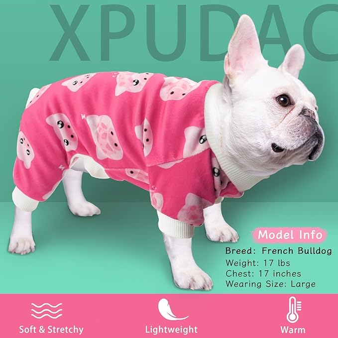XPUDAC 4 Pieces Dog Pajamas for Small Dogs Pjs Clothes Puppy Onesies Outfits for Doggie Christmas Shirts Sleeper for Pet Cats Jammies-XS