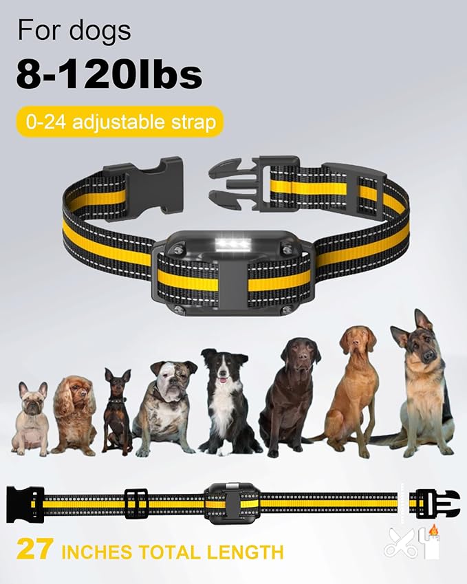 Dog Shock Collar ,3300Ft Dog Training Collar with Remote, IPX7 Waterproof Rechargeable Collar,Light, Beep, Vibration, Safe Shock for 8-120lbs Small Medium Large Dogs