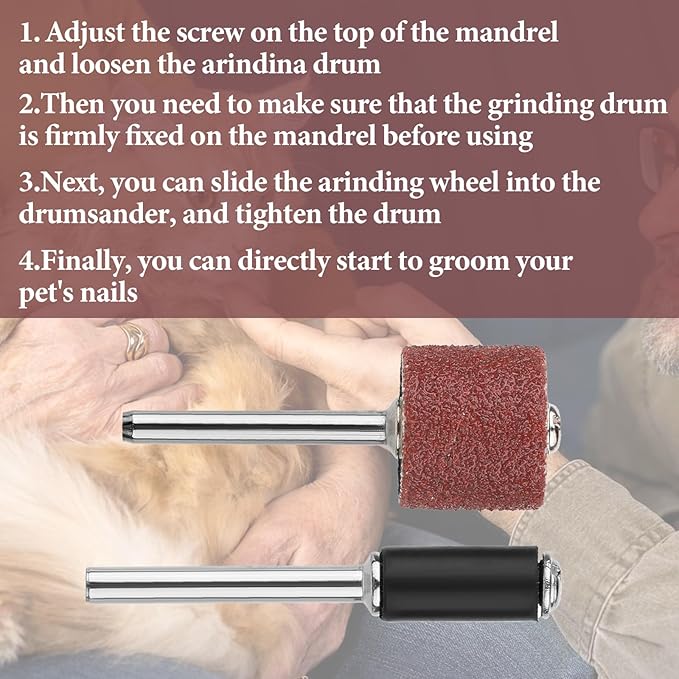 26 Pack Pet Nail Grinder Replacement Kit Sanding Drum Set with Grit Sanding Bands Dog Nail Smoother Dog Claw Care Pet Claw Grooming Supplies, 2 Sizes 1/2 Inch 120 Grit /0.31 inches 80 Grit