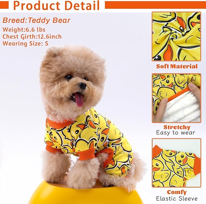 XPUDAC 4 Pieces Dog Pajamas for Small Dogs Pjs Clothes Puppy Onesies Outfits for Doggie Christmas Shirts Sleeper for Pet