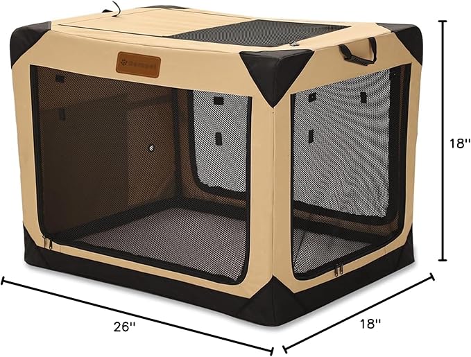 Soft Dog Crate for Small Dogs, 4-Door Foldable Collapsible Dog Crate with Soft Sides, Indoor & Outdoor Travel Dog Kennel