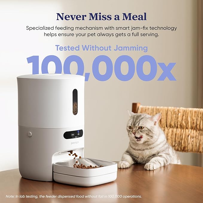 Automatic Cat Feeder,WiFi Smart Scale Tracks Pet's Food Intake, App Remote Feeding, 3.6L Timed Food Dispenser for Cats and Dogs, Up to 10 Meals Per Day, Stainless Steel Bowl, Dual Power Supply