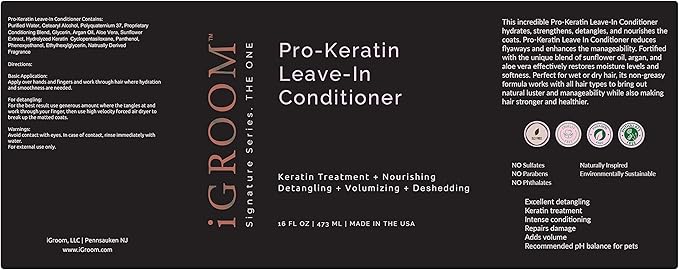 iGroom Dog Shampoo + Dog Conditioner Groomers Bundle - Squalane Care Dog Shampoo for Dropcoats, Strong and Healthy Hair, 16 oz - Pro-Keratin Leave-in Dog Conditioner, Excellent Detangling, 16 oz