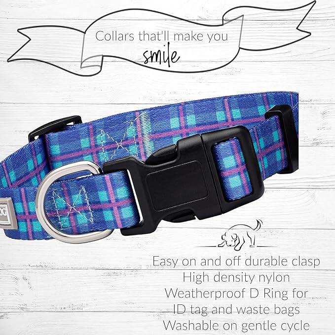 Lucky Love Dog Patterned Dog Collar & Leash - Adjustable, Durable, Soft Webbing, & Comfortable Dog Collar & Leash Set for Male and Female Dogs - in Scotty Pattern with Strong Buckle, X-Small Size