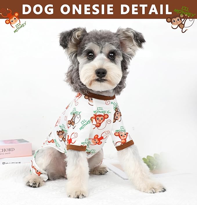 Dog Pajamas Spring Summer Dog Clothes for Small Medium Dogs Girl Boy Cute Soft Puppy Pjs Clothes Doggie Onesies Cat Pet Jammies Outfit (Brown,XS)