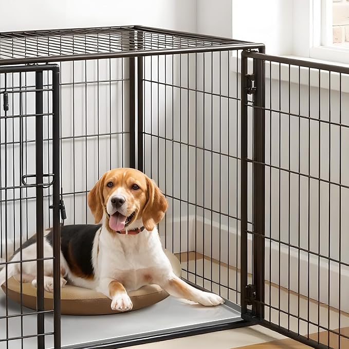 Metal Dog Crate Tray 41.7" x 27.5" Stainless Steel Metal Replacement Tray for Dog Crate, Heavy Duty Chew Proof and Crack Proof Pet Kennel Tray, with a Dog Mat