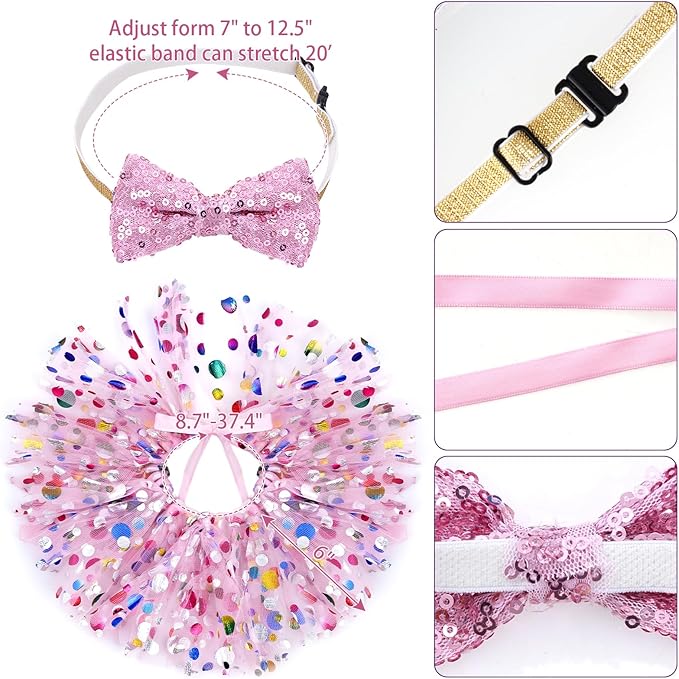 hoyuwak Dog Birthday Party Supplies Girl Dog Birthday Bandana Tutu Set Cute Hat Bow Tie Set for Large Medium Small Dogs