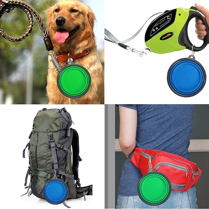 2-Pack Extra Large Size Collapsible Dog Bowl, Foldable Expandable Cup Dish for Pet Cat Food Water Feeding Portable Travel Bowl Blue and Green