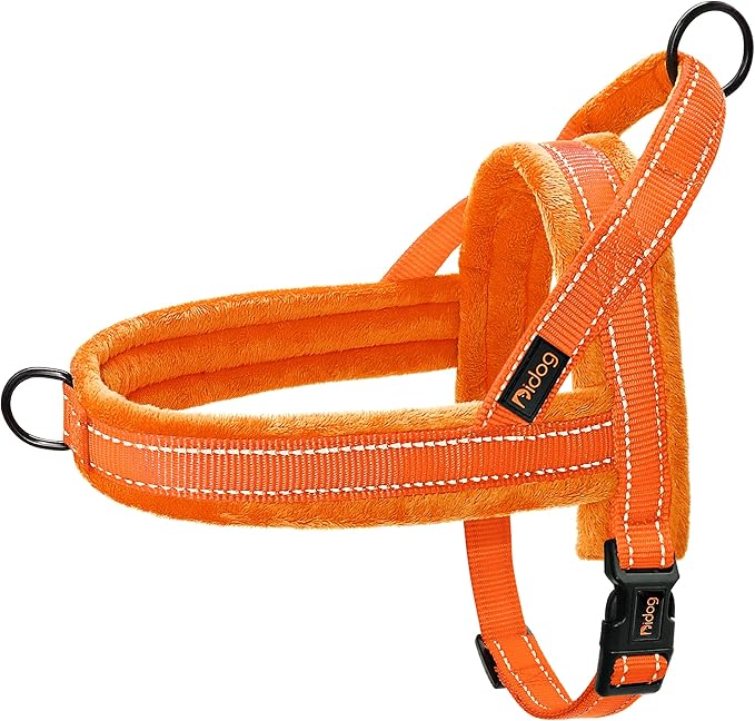 Didog Soft Flannel Padded Dog Vest Harness,Escape Proof/Quick Fit Reflective Dog Strap Harness, Easy for Training Walking(XS:Chest 15-18", Orange)