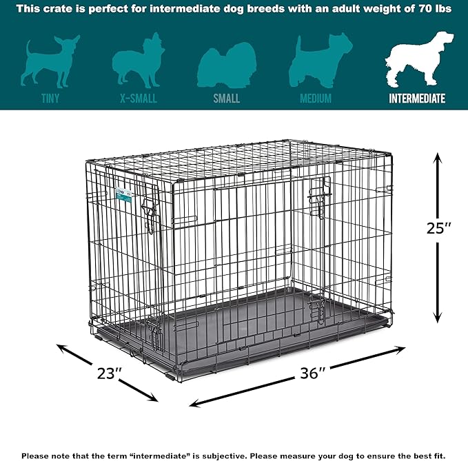 MidWest Homes for Pets Newly Enhanced Single & Double Door iCrate Dog Crate, Includes Leak-Proof Pan, Floor Protecting Feet, Divider Panel & New Patented Features