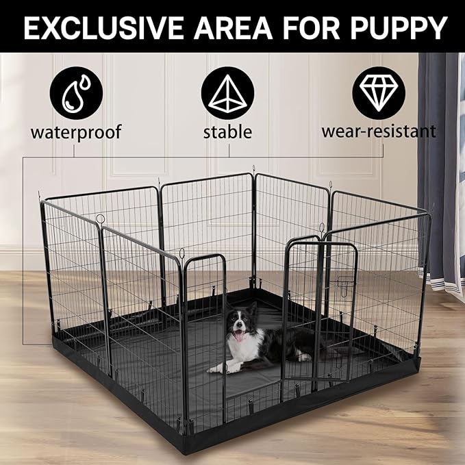 PJYuCien Dog Playpen Plus Storage Bag,32" H 8 Panels Puppy Pen with Square Bottom,Heavy Duty Dog Fence for Puppies/Small Dogs
