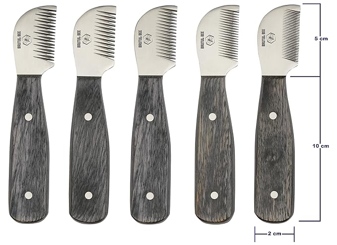 Bee Dog Grooming Coat Stripping Knife Stripper Trimmer Tool Wooded Handle Stripping Knives Set of 5 in Stainless Steel Non-Slip Tools for Grooming Dogs (BLACK)