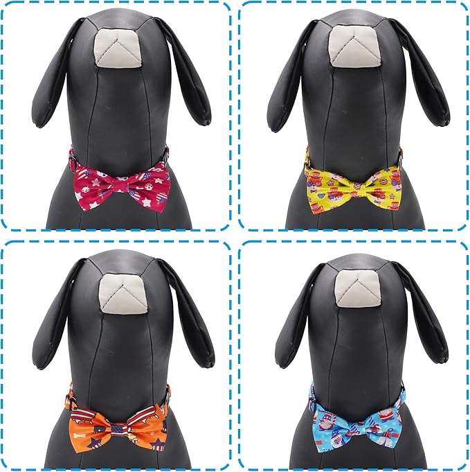 30 PCS Patriotic Dog Bow Ties for Small Dogs 4th of July Dogs Bowties Bulk with Adjustable Ties Independence Day Bow Ties Party Grooming S