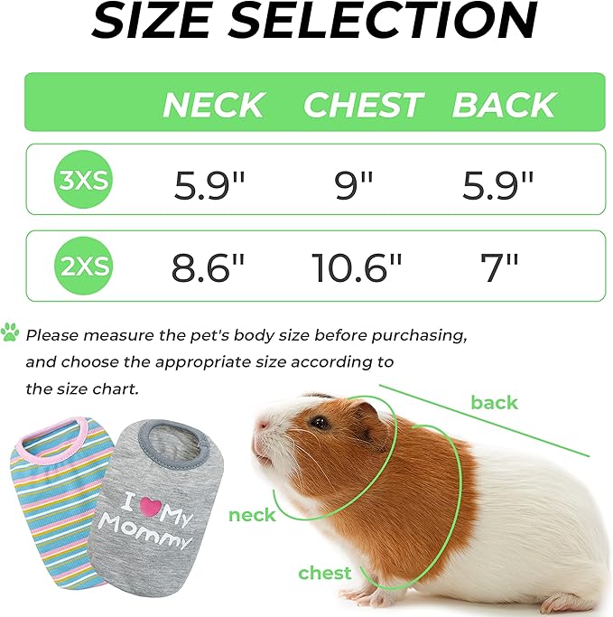 Guinea Pig Clothes - 2 Pack Cute Small Animal Vest Clothes for Rat Rabbit Chinchilla Ferret Kitten Chihuahua - Soft Breathable T-Shirt Pet Costume