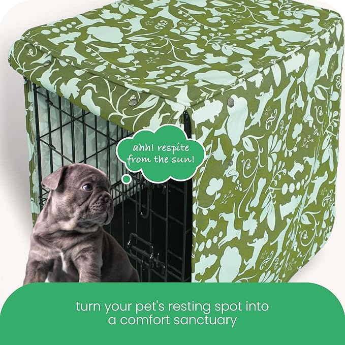 Molly Mutt Amarillo by Morning Dog Crate Cover, 100% Cotton Canvas Cover with 2 Roll-Up Panels, Ideal for Dog or Cat Crate, Durable, Washable, and Free of Harmful Chemicals, 30" x 21" x 24"