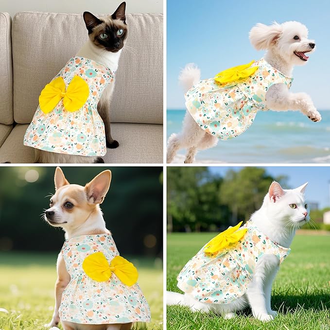 choyaxo Floral Dog Dress Cute Dog Skirt Pet Dress Summer Pet Clothes for Puppy Small Cats
