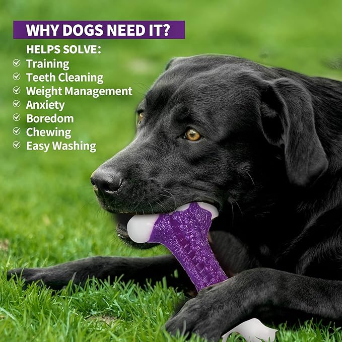 Tough Dog Chew Toys for Aggressive Chewers Large Medium Breed Bacon Flavor, Bone Toy Dog, Nylon Heavy Duty Extreme Indestructible Teething Training