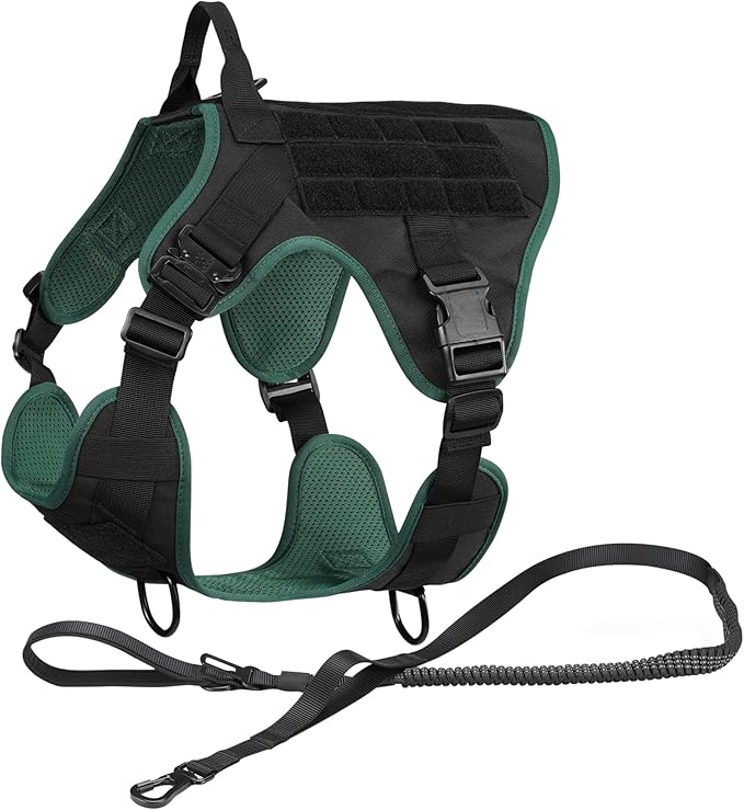 Navaris Tactical Dog Harness and Vest Set - Strong & Adjustable Fit with Metal D Ring, Front Buckles, and Handle - for Military Service Training or Assistance Dogs - Small