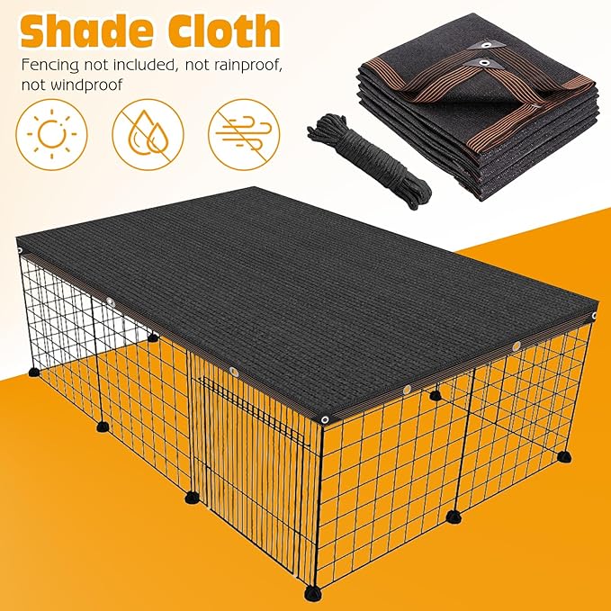 BNOSDM Dog Kennel Cover, Outdoor Sunblock Shade Cloth Net, Dog Mesh Tarp with Grommets and Rope for Outside Pet Large House Crate Playpen Chicken Coop, 20x10 Ft