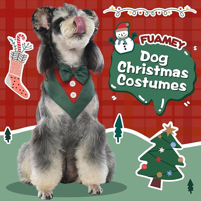 FUAMEY Dog Tuxedo Costume with Bow Tie Collar, Adjustable for Small to Large Pets, Ideal for Dog Wedding, Birthday Parties, Valentine's Day & Christmas