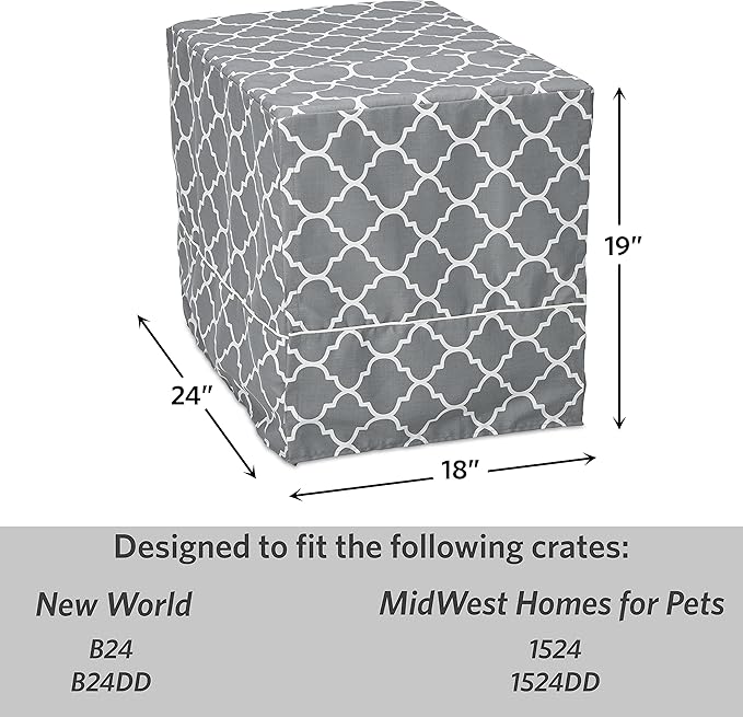 New World PeT Products Dog Crate Cover Featuring Teflon Fabric Protector, Dog Crate Cover Fits Midwest 24-Inch Dog Crates, Light Gray Designer Pattern