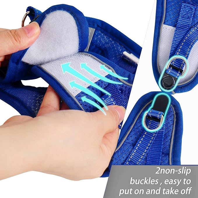 Dog Harness for Small Dogs, Small Dog Harness and Leash Set, Honeycomb Grid, Reflective Lightweight Harness & Anti-Twist Pet Lead,Dog Harness(Multi Color, Size: XS-S-M) (M, Sapphire Blue)