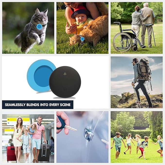 Pet Tracker for Cat, Smart Cat Location Tracker with Holder, MFi Certificated Tracking Device, No Monthly Fee, Works with Find My, Collar Not Included, Not GPS Tracker(iOS Only) - Blue,Small