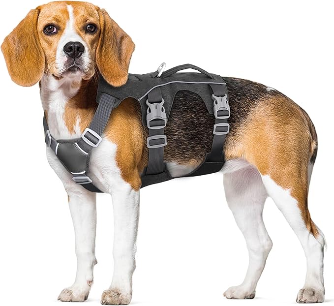 Dog Harness Medium Sized Dog Escape Proof Dog Harness with Handle, Reflective Dog Vest, Breathable Soft Full Body Pet Harness for Walking, Training (Black, M)