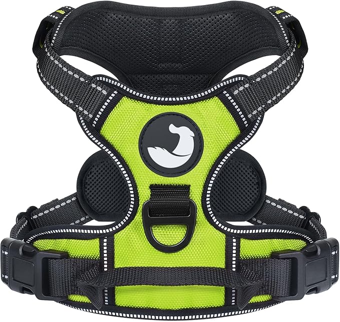Joytale No Pull Dog Harness for Extra Large Dogs, Reflective Pet Vest with Front Clip, Adjustable Soft Padded Harnesses with Easy Control Handle for Training and Walking, Green, XL