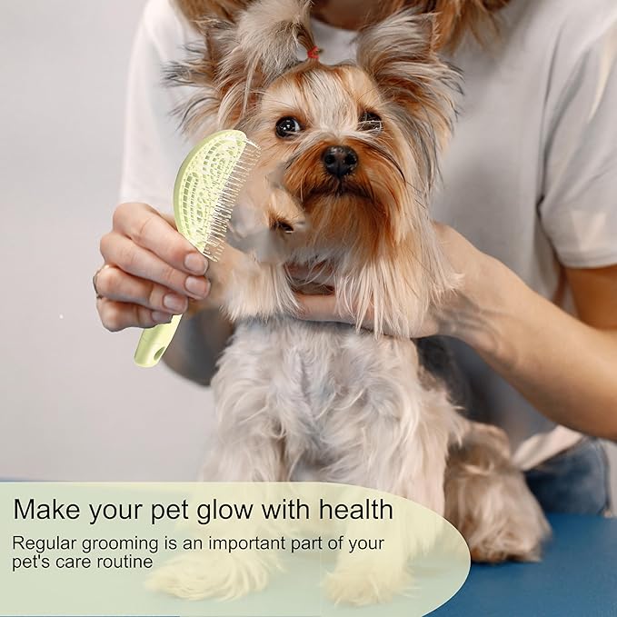 Eco-Friendly Detangling Pin Brush for Dogs and Cats | Ergonomic Handle Pet Brush for Wet or Dry Hair, Gentle Grooming Tool for Pets, Yellow