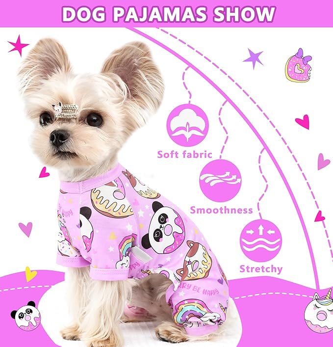 Dog Pajamas Summer Dog Clothes for Small Medium Dogs Boy Girl Doggy Pjs Cute Doggie Onesie Breathable Puppy Clothes Soft Stretchy Cat Pet Outfit (Purple, XX-Large)