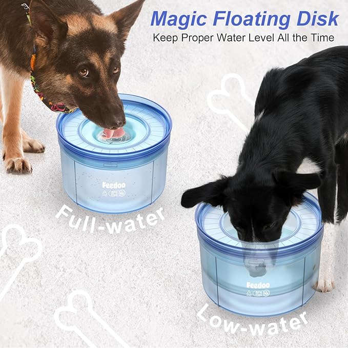 1Gallon/128oz Dog Water Bowl No Spill, Tritan BPA Free Spill Proof & No Splash Dog Water Bowl for Messy Drinkers, Slow Drinking Water Bowl for Large Dogs, Anti-Digging Paws【Serenity Blue】