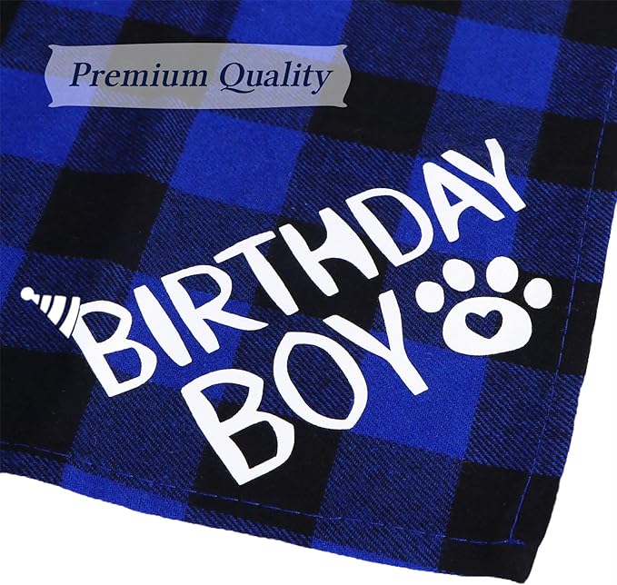 STMK Dog Birthday Party Supplies, Multi Size Dog Birthday Hat with Numbers Bandana Bow Tie for Large Extra Large Dogs Pets (Blue, X-Large)