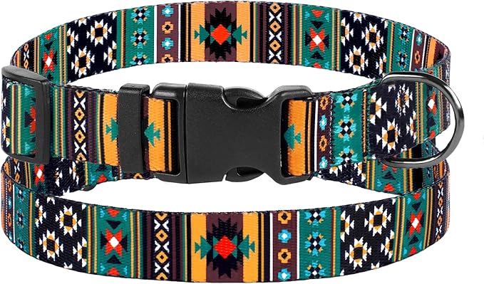 Southwest Dog Collar Tribal Pattern Adjustable Puppy Pet Collars for Small Medium Large Dogs Aztec Print (Tribal, Neck Fit 10"-13")