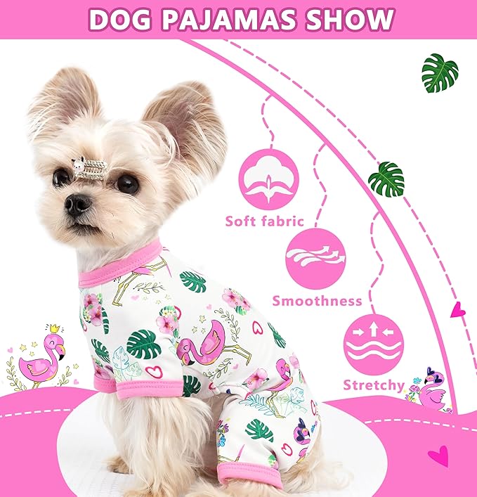 Dog Pajamas Summer Dog Clothes for Small Medium Dogs Boy Girl Pet Pjs Cute Doggie Onesie Breathable Puppy Clothes Soft Stretchy Cat Pet Outfit (Pink, X-Large)