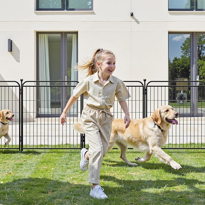 Gardner Pet Dog Playpens, 32" H 6 Panels Dog Pen Outdoor/Indoor Dog Fence Exercise Pen for Small/Medium/Large Dogs, Foldable Pet Play Yard Gate with Gravity Automatic Lock, Pet Playpen, Black
