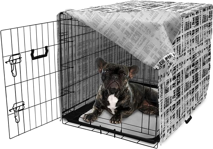 Ambesonne Black and White Dog Crate Cover, Watercolor Stained Pattern Tie Dye Digital Print Shibori Inspired Hippie, Easy to Use Pet Kennel Cover for Cats & Medium Dogs, 24 Inch, White Black