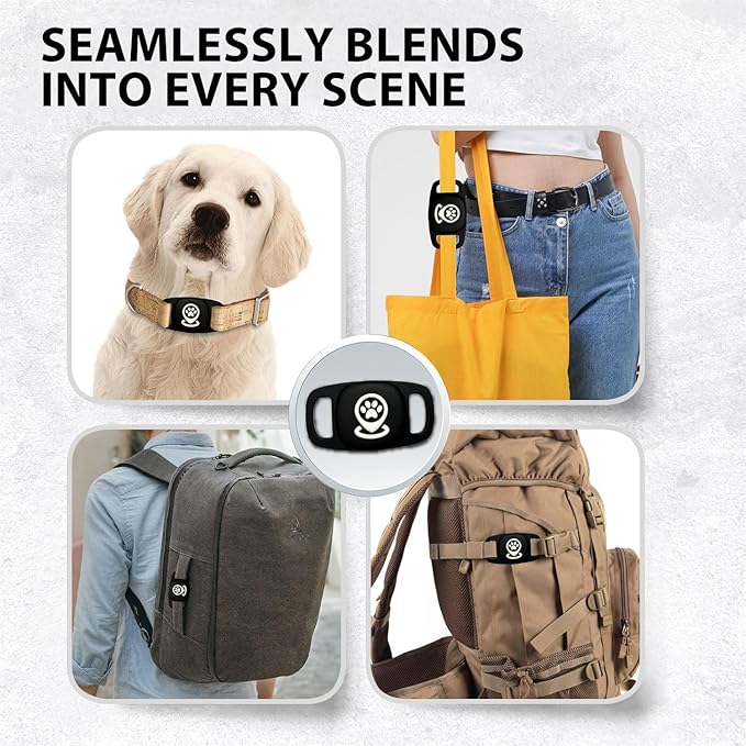 Pet Tracker for Dog, Dog Tracker Smart Pet Location Tracker with Holder, Personalized Smart Item Finder, MFi Certificated Dog Tracking Device, No Monthly Fee, Works with Find My(iOS Only) (Black Case)