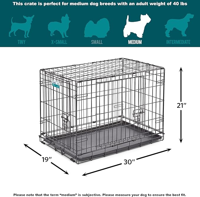MidWest Homes for Pets Newly Enhanced Single & Double Door iCrate Dog Crate, Includes Leak-Proof Pan, Floor Protecting Feet, Divider Panel & New Patented Features