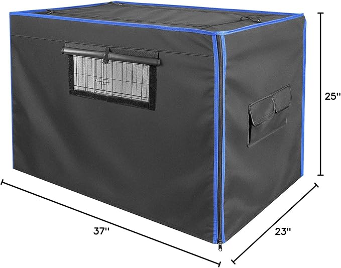 Dog Crate Cover, 600D Oxford Kennel Kennel Covers with Waterproof, Windproof, Breathable Mesh, Storage Pocket, 36 Inch, Cage Covers for Cat Medium Dog