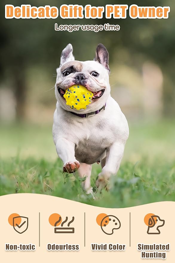 Dog Balls for Aggressive Chewers, Indestructible Dog Tennis Balls, Durable Bouncy Dog Toy Balls, Dog Balls for Teething, Interactive Dog Toys for Fetch Game (4 Pcs Large Size)