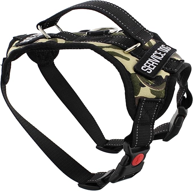 MonMed Service Dog Harness for Large Breeds - Camo Print Service Animal Vest Pet Harness for 25 to 30 Inch Chest
