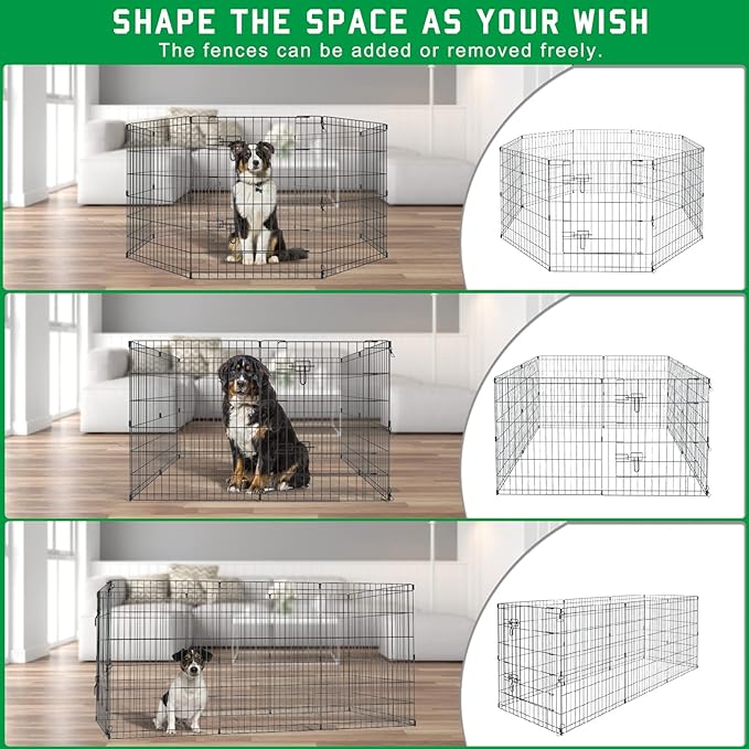 Pet Playpen Dog Pen Foldable Dog Exercise Fence 8 Panels 30 Inch Kennels Pet Playpen Options Ideal for Pet Medium Animals Outdoor Indoor