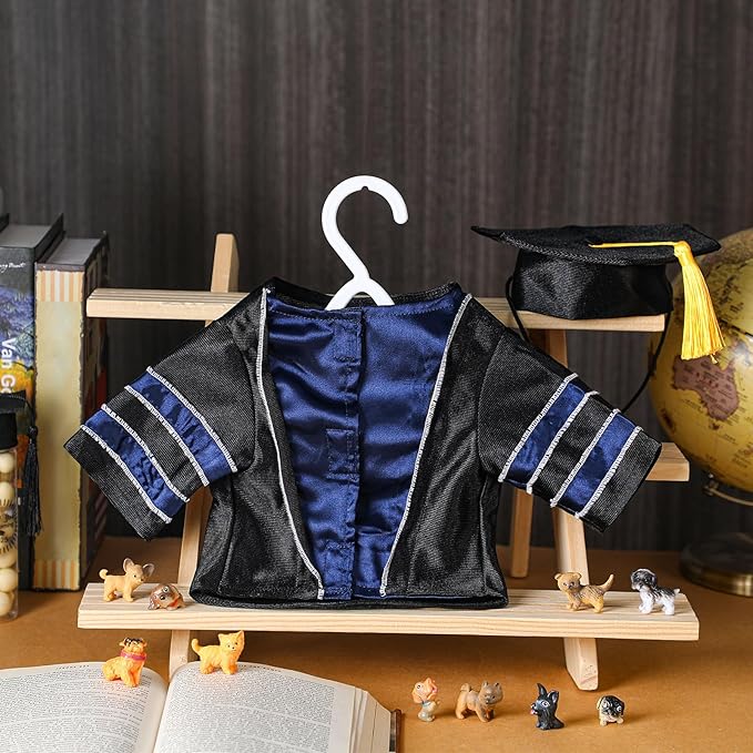 Geyoga Dog Cat Graduation Cap and Gown Set 2025 Washable Dog Costume Puppy Black Graduation Hat with Tassel Pet Holiday Party Costume Accessory(M)