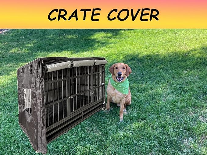 XCZ Heavy-Duty Dog cage Cover, Fully Open Design and Transparent Windows, Suitable for 48-inch Dog Cages and crates. Black