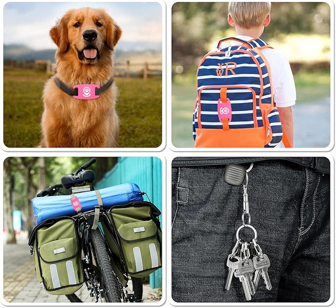 Pet Tracker for Dog, Dog Tracker Smart Pet Location Tracker with Holder, Smart Item Finder, MFi Certificated, Dog Tracking Device, No Monthly Fee, Works with Find My, iOS Only - Pink Case