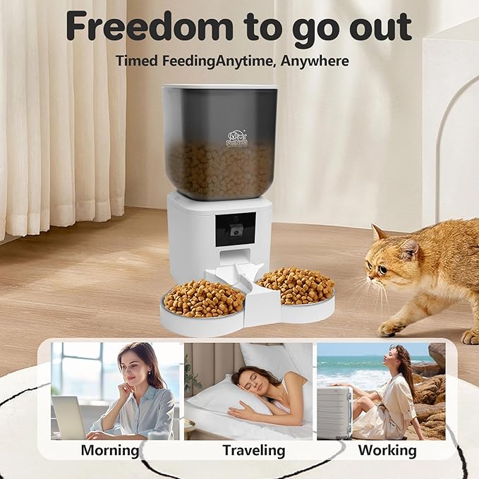 8L Automatic Dog and Cat Feeder with WiFi | Smart Pet Food Dispenser with Tuya App Control, Voice Recorder, Timed Feeding | Pet Smart Feeder for Dogs and Cats