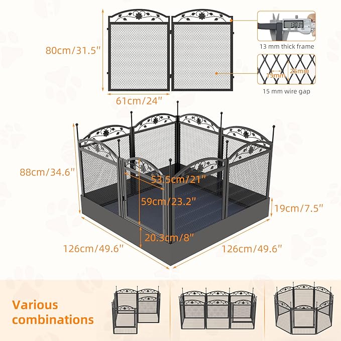 BingoPaw Dog Whelping Box Fence: Pet Indoor Metal Playpen Crate with Waterproof whelping pad - Heavy Duty Puppy Outdoor Exercise Play Pen with Door Portable Doggy Fencing Kennel for Camping Yard